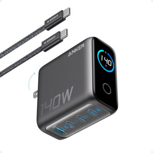 Cargador Gan 140w + Cable Usb-c Anker 4 Puertos Pantalla Led